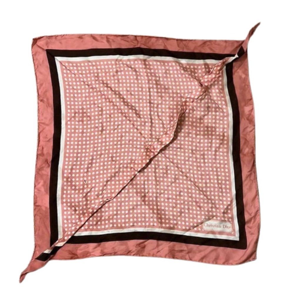 Vintage Christian Dior 100% Pure Silk Polka Dot Scarf